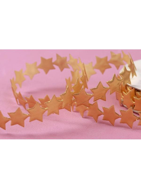 Лента фигурная «Звёзды», 15 мм, 9 ± 0,5 м, цвет золотой