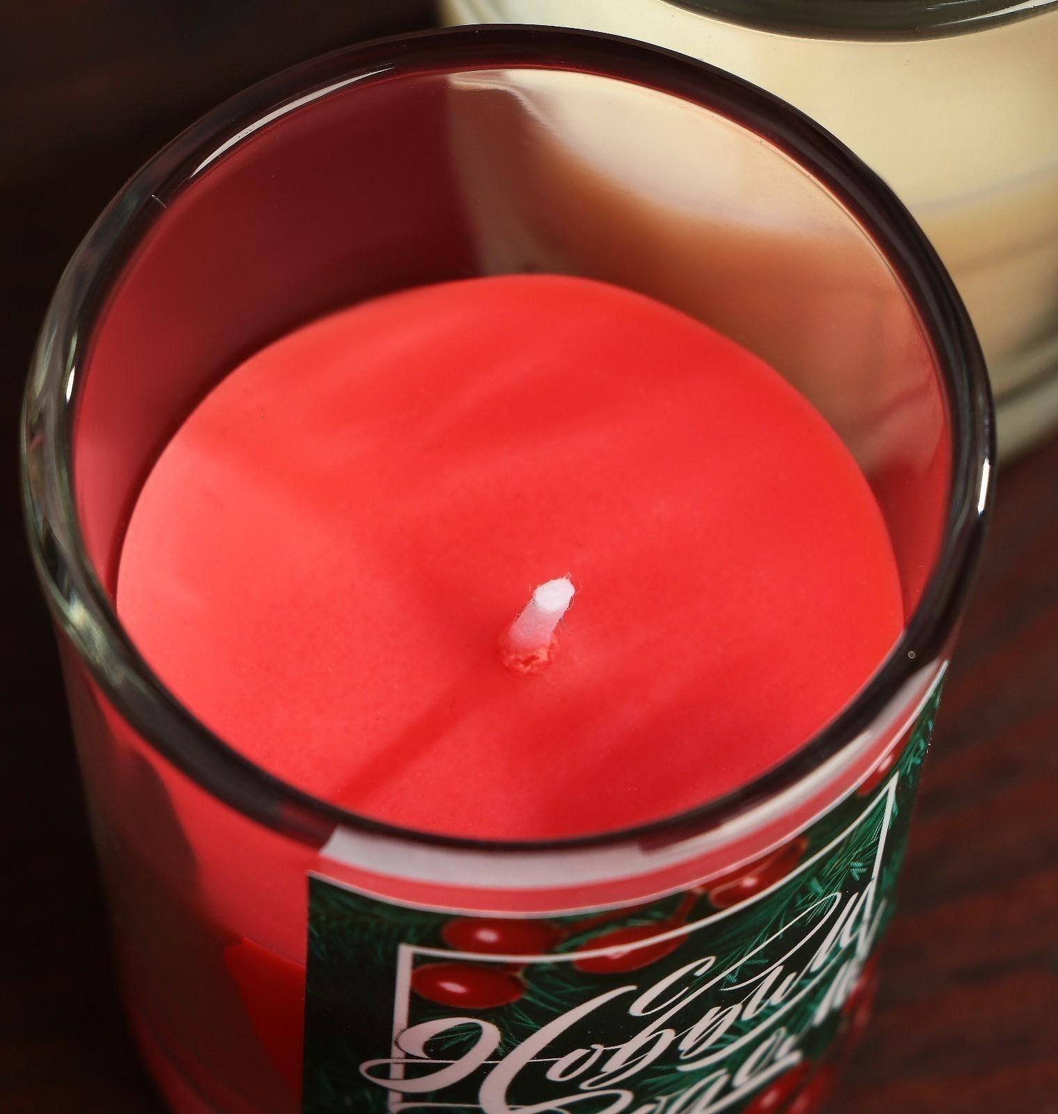 Новогодние свечи в стакане (набор 2 шт.) «С Новым годом!», аромат ваниль