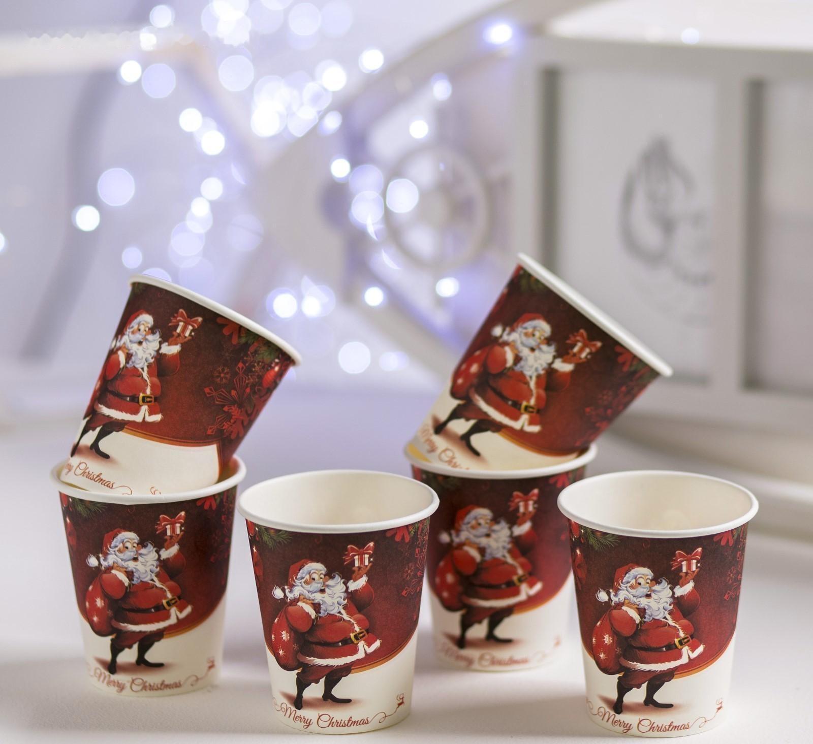 Стакан бумажный «Дед Мороз с подарками», набор 6 шт.