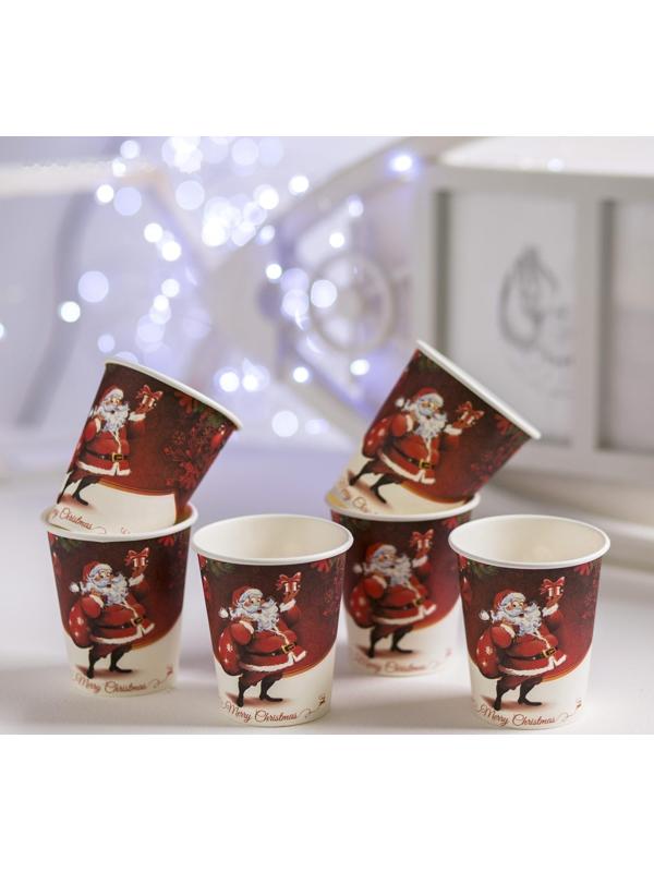 Стакан бумажный «Дед Мороз с подарками», набор 6 шт.