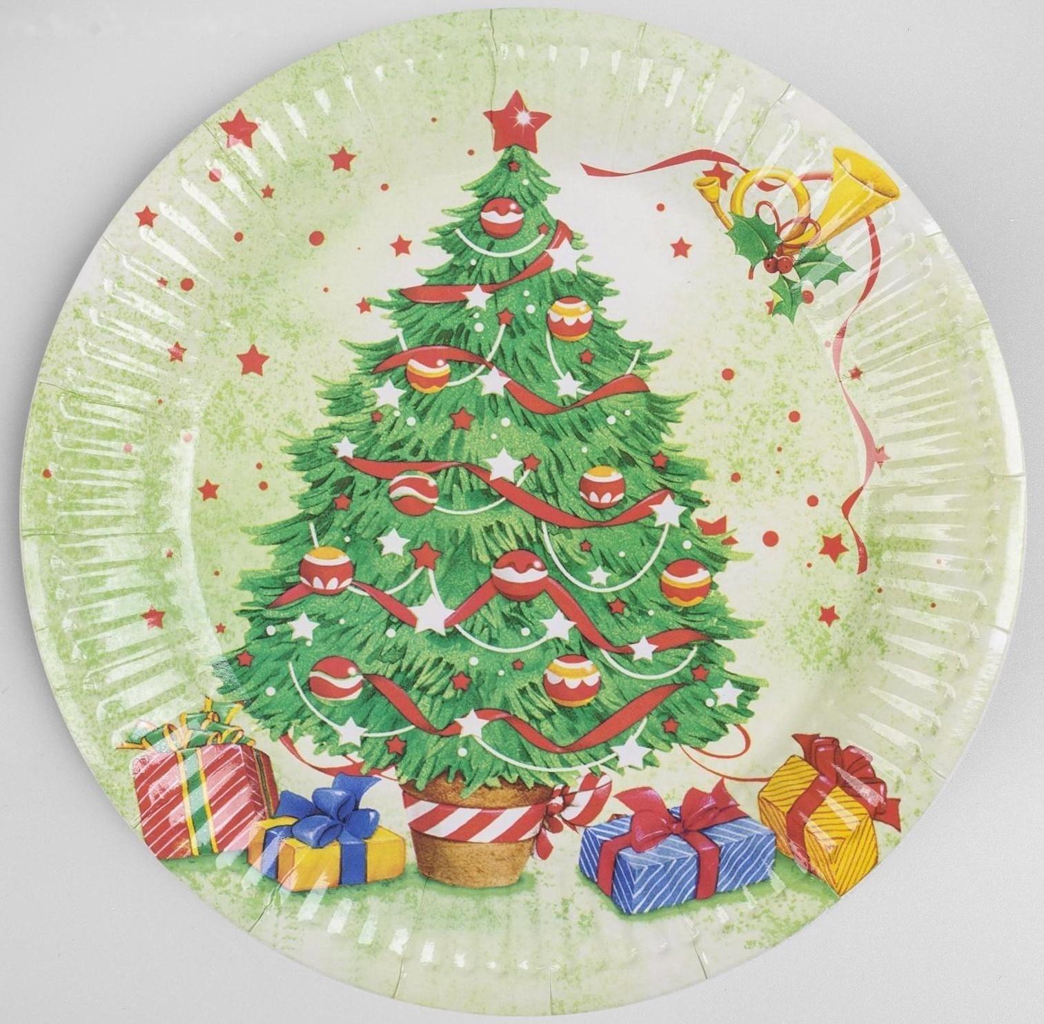 Тарелка бумажная «Новогодняя ёлочка», набор 6 шт.
