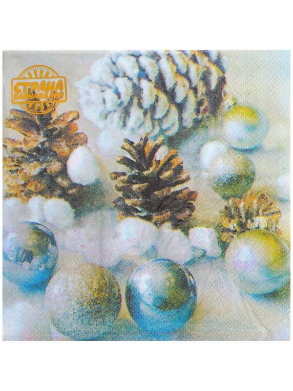 Салфетки бумажные «Новогодние игрушки», 33х33 см, набор 20 шт.