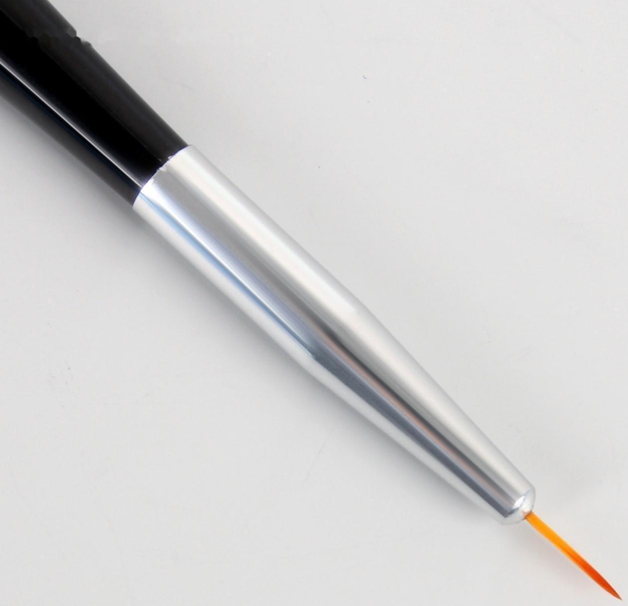 Кисть для наращивания и дизайна ногтей «Волос», двусторонняя, полуовал/точечная, 18,5 см, d=0,7 см, цвет чёрный