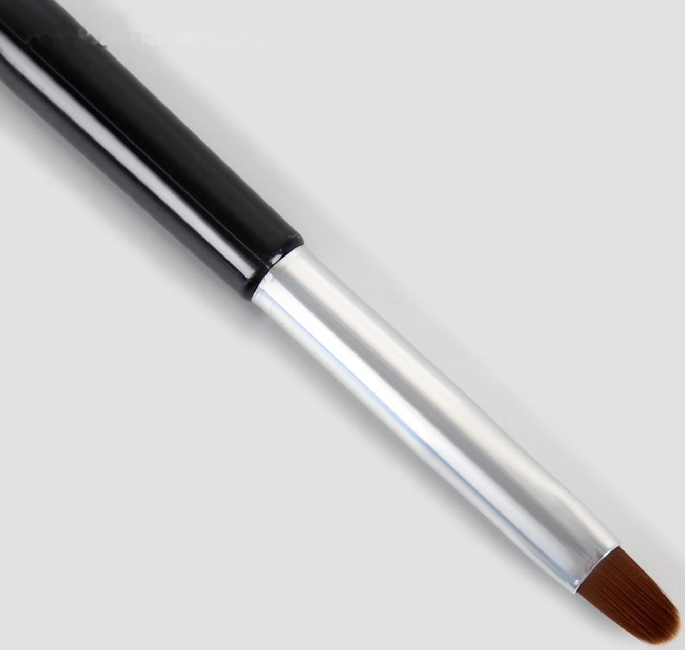 Кисть для наращивания и дизайна ногтей «Волос», двусторонняя, полуовал/точечная, 18,5 см, d=0,7 см, цвет чёрный