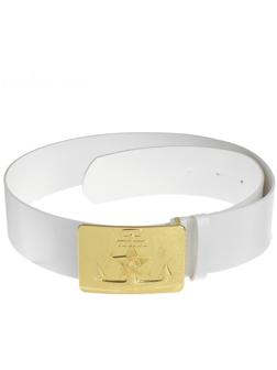 Ремень моряка белый, пряжка с якорем золотая, 90 см