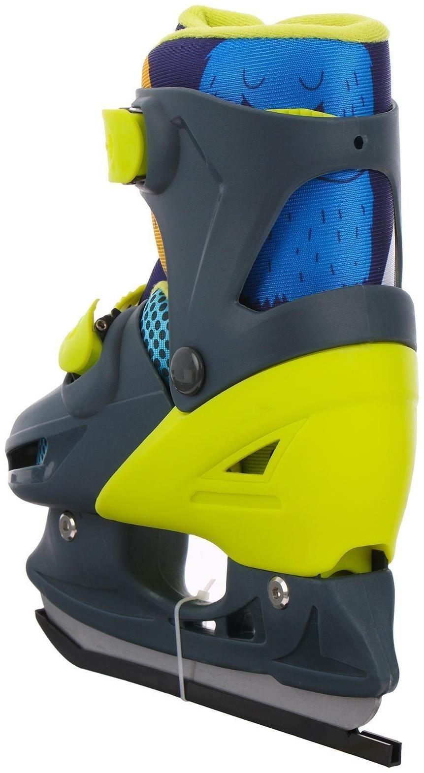 Коньки ледовые детские раздвижные «Монстрики» 223Q, текстиль, пластик, размер 30-33