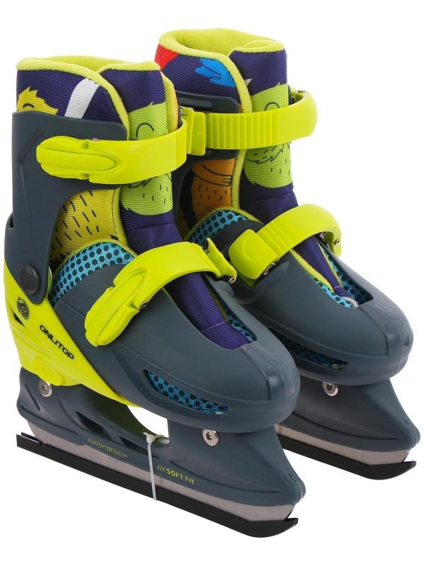 Коньки ледовые детские раздвижные «Монстрики» 223Q, текстиль, пластик, размер 30-33