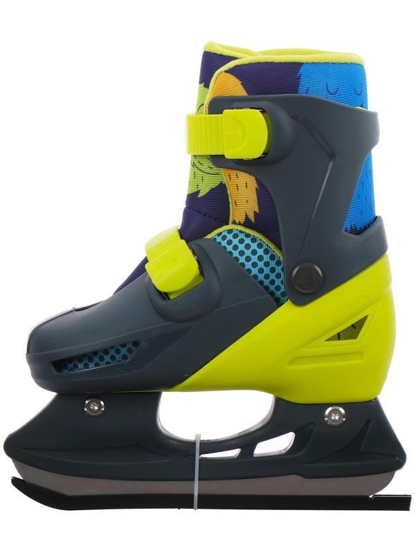 Коньки ледовые детские раздвижные «Монстрики» 223Q, текстиль, пластик, размер 30-33
