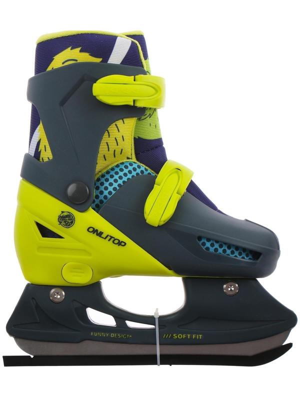 Коньки ледовые детские раздвижные «Монстрики» 223Q, текстиль, пластик, размер 30-33