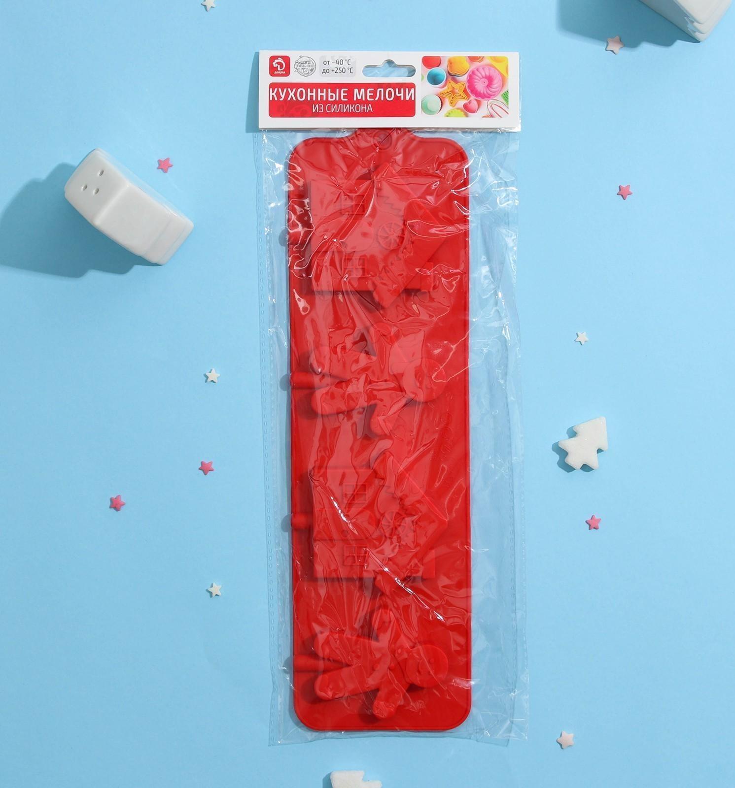 Форма для леденцов Доляна «Дом для имбирного пряника», 31×9 см, 4 ячейки, цвет МИКС