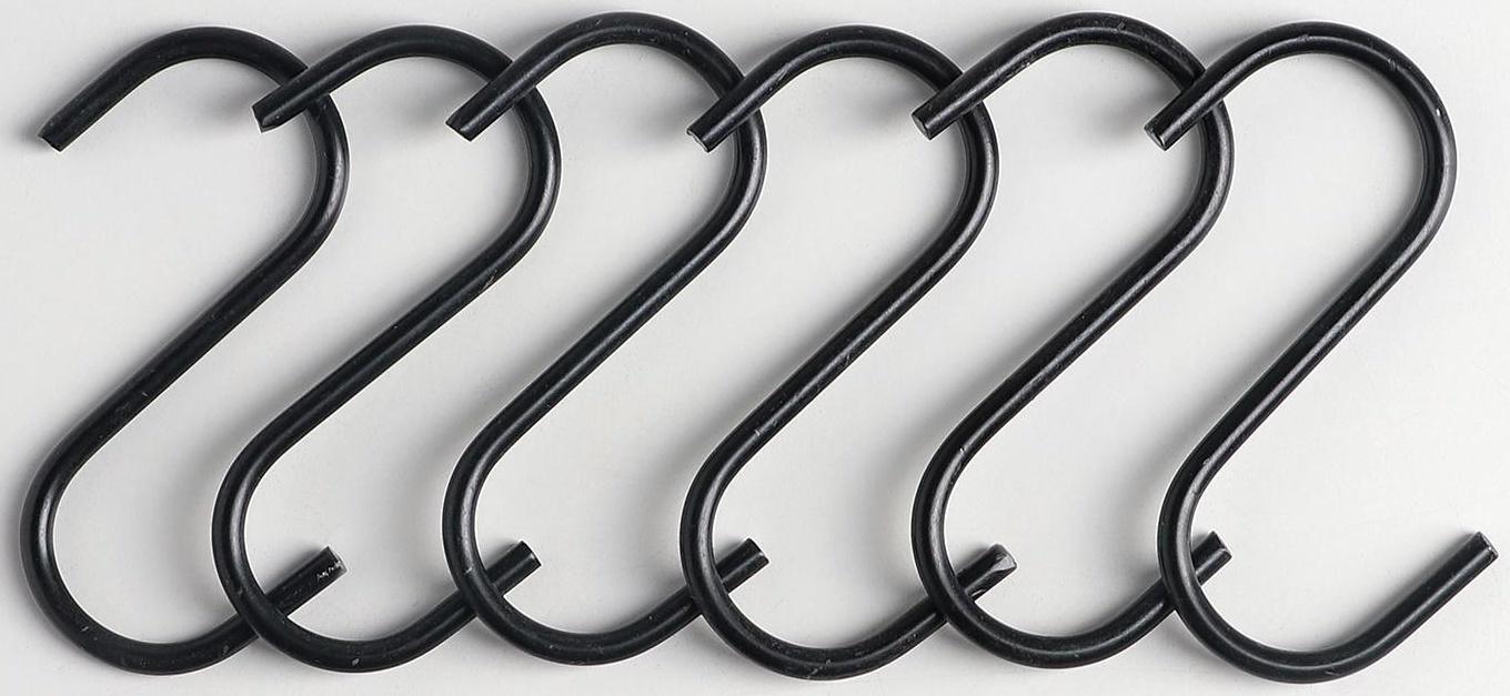 Набор крючков для рейлинга Доляна, d=2,2 см, 7 см, 6 шт, цвет чёрный