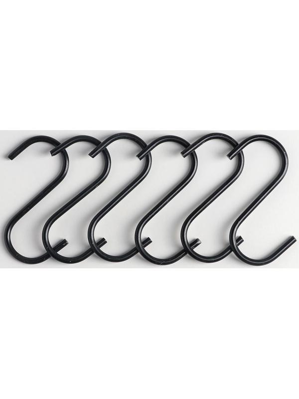 Набор крючков для рейлинга Доляна, d=2,2 см, 7 см, 6 шт, цвет чёрный