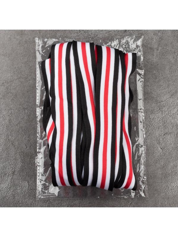 Тесьма трикотажная лампас 25 мм, 9 ± 0,5 м, цвет белый/чёрный/красный