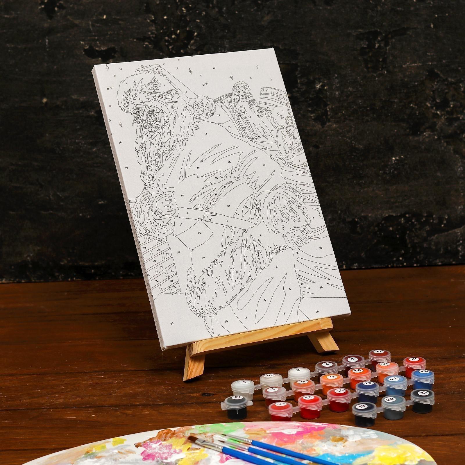 Картина по номерам на холсте с подрамником «Санта с подарками» 20×30 см