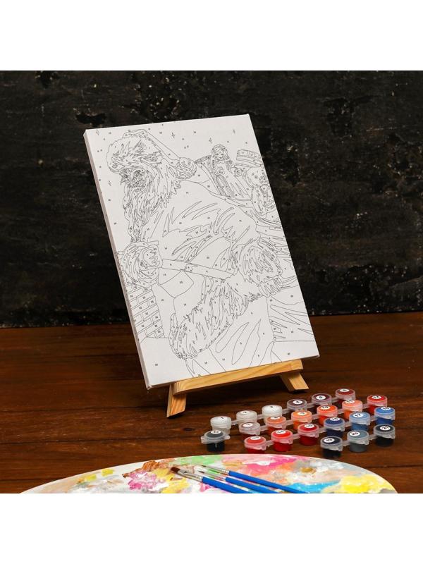 Картина по номерам на холсте с подрамником «Санта с подарками» 20×30 см