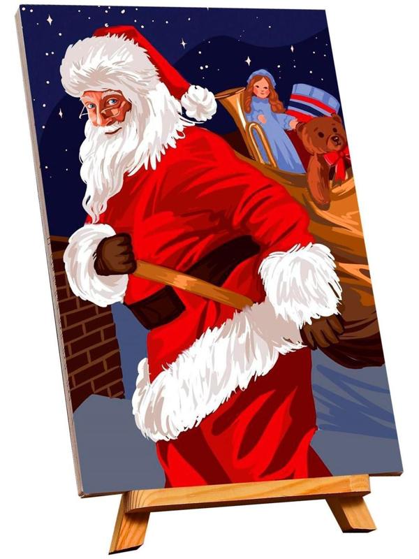 Картина по номерам на холсте с подрамником «Санта с подарками» 20×30 см