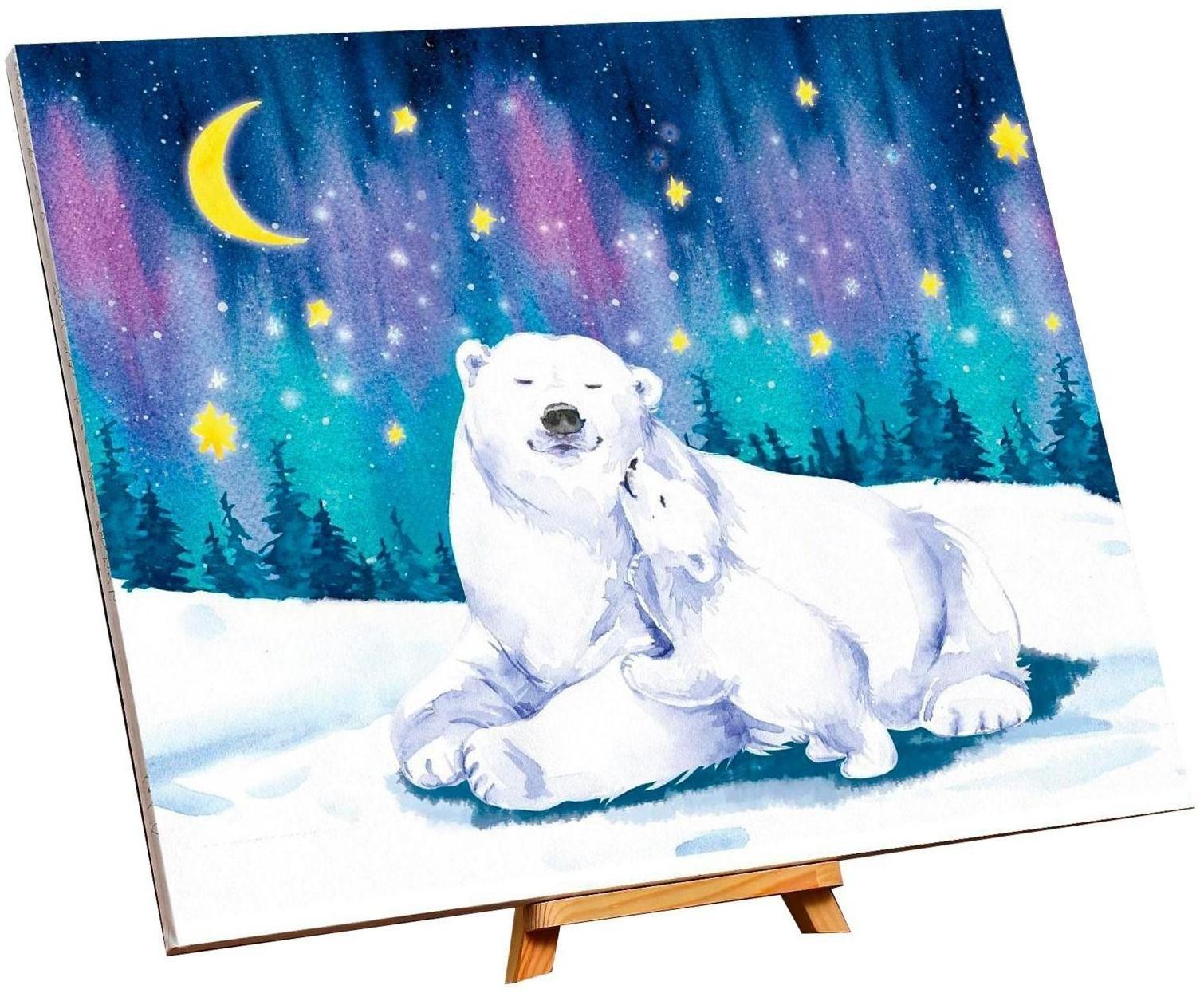 Картина по номерам на холсте с подрамником «Полярные медведи» 40×50 см