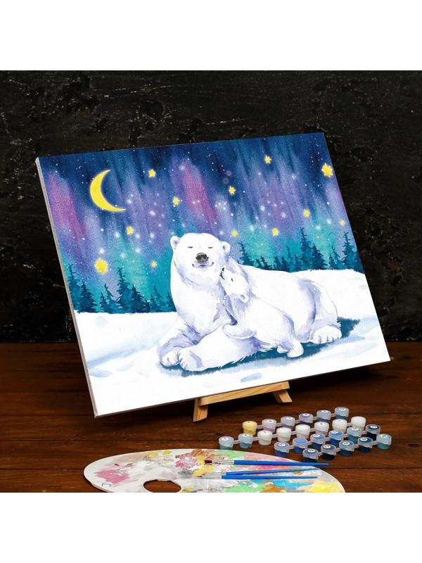 Картина по номерам на холсте с подрамником «Полярные медведи» 40×50 см