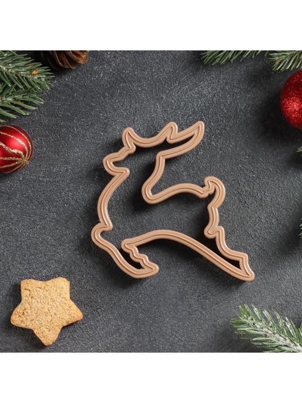 Форма для печенья «Олень», вырубка, штамп, 10×10 см, цвет коричневый