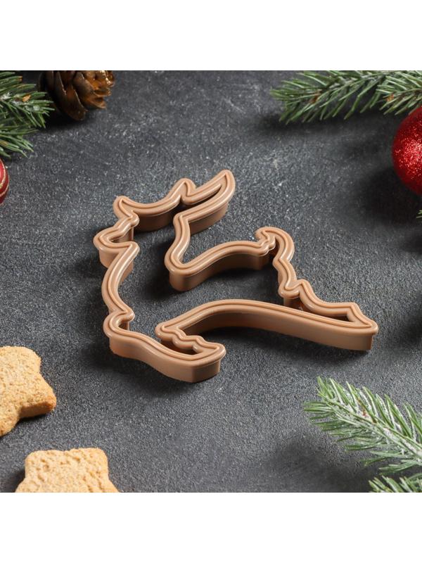 Форма для печенья «Олень», вырубка, штамп, 10×10 см, цвет коричневый