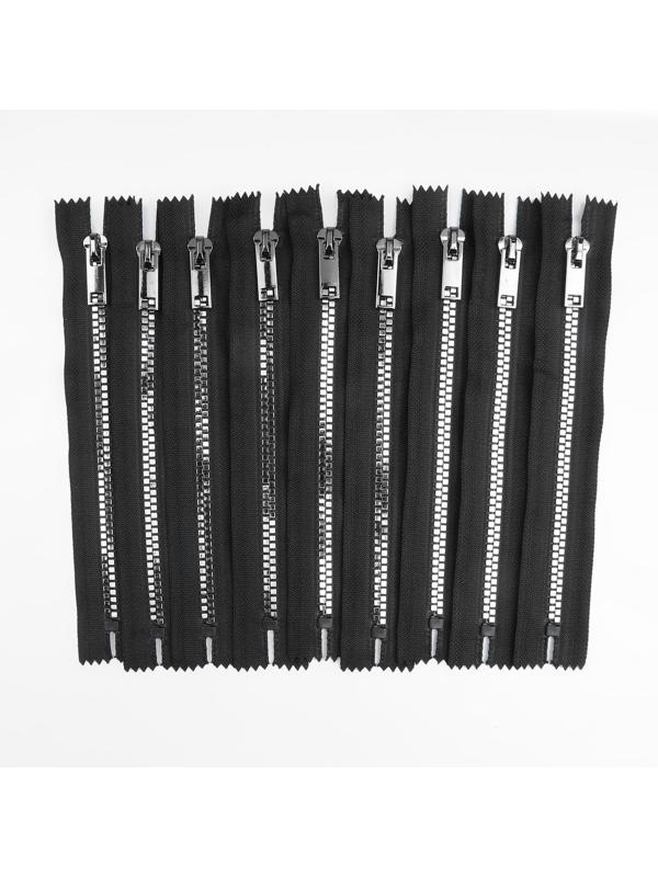 Молния «Трактор», №5, неразъёмная, декоративное звено «Квадрат», 18 см, цвет чёрный/чёрный никель