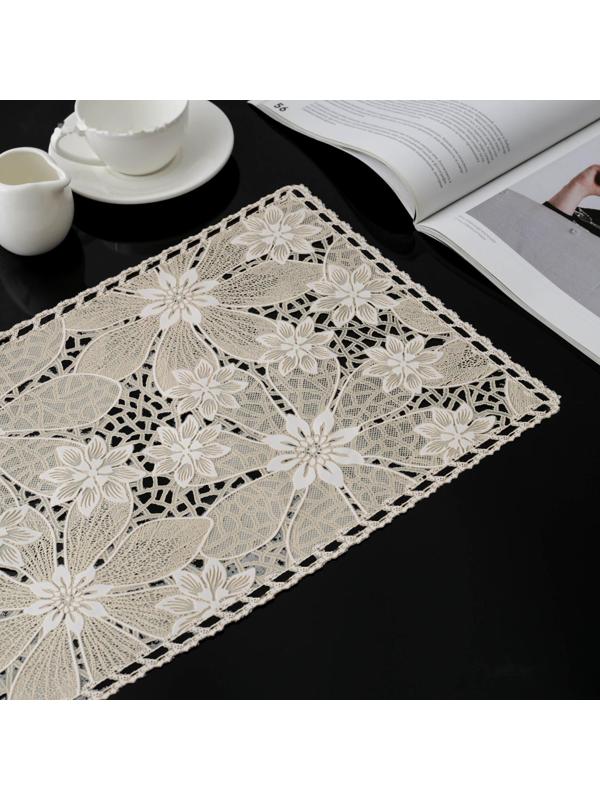 Салфетка ажурная для стола «Нежность. Астры», 45×30 см, цвет бежевый