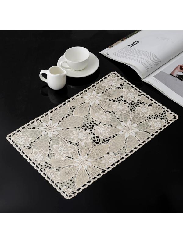 Салфетка ажурная для стола «Нежность. Астры», 45×30 см, цвет бежевый