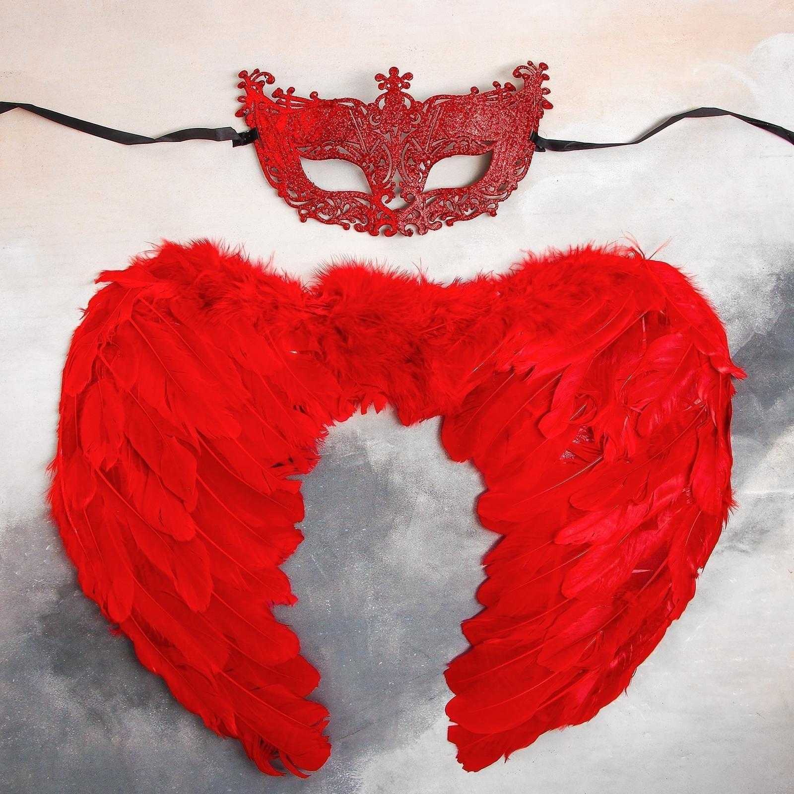 Карнавальный набор «Красный ангел», крылья, маска