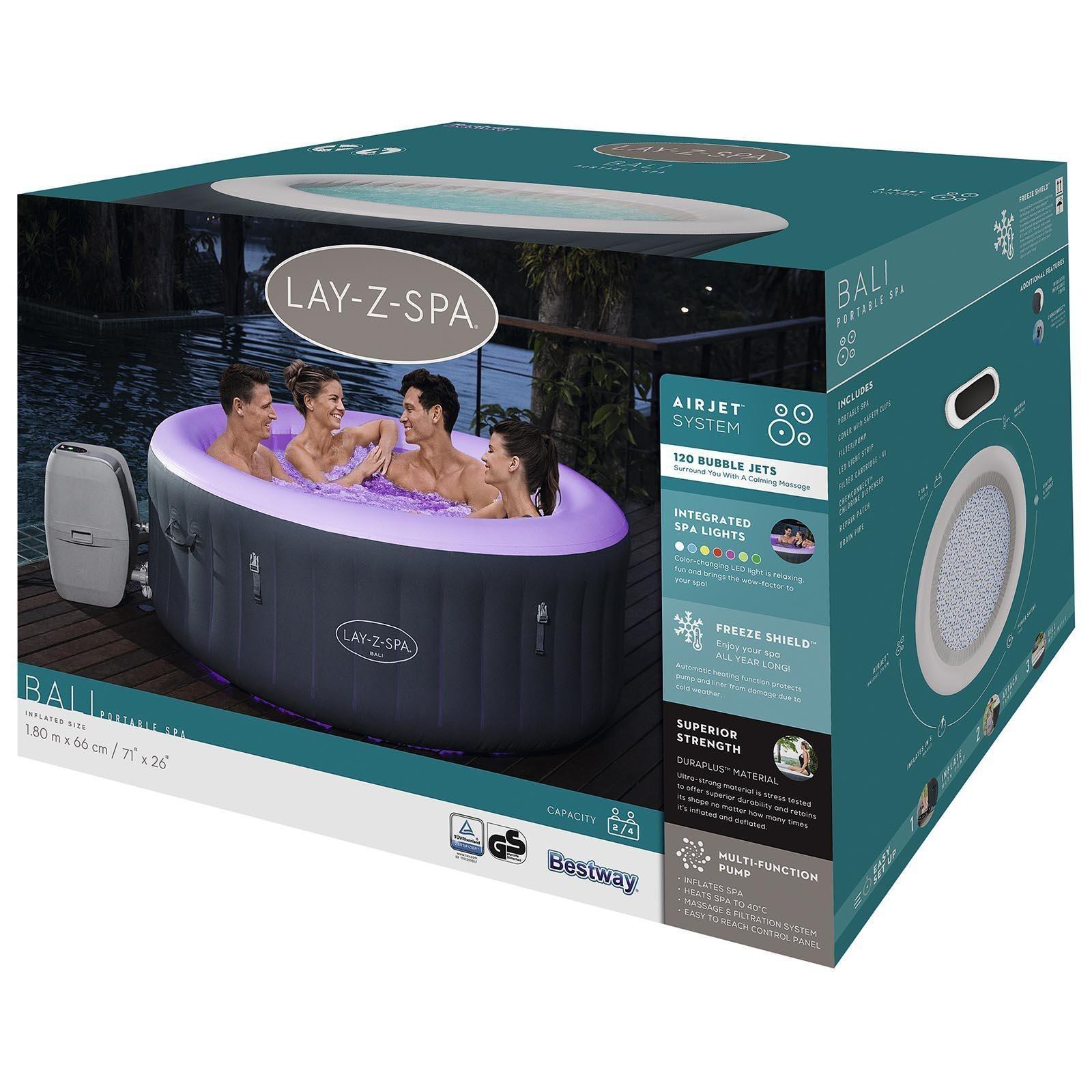 SPA бассейн Bali AirJet, 180 x 66 см, фильтр-насос, тент, дозатор для химии, аэромассаж, 60009 Bestway