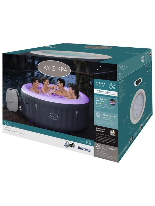 SPA бассейн Bali AirJet, 180 x 66 см, фильтр-насос, тент, дозатор для химии, аэромассаж, 60009 Bestway
