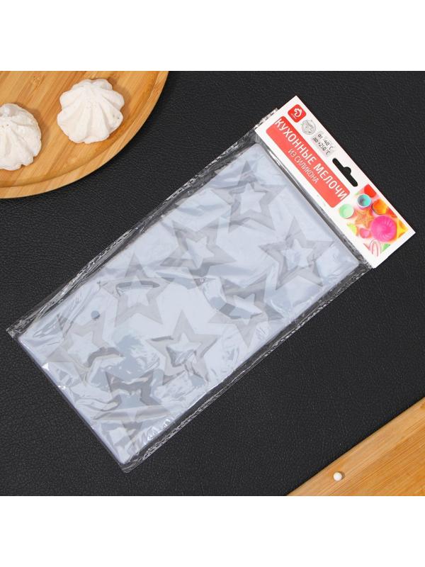 Силиконовый коврик для айсинга Доляна «Звёзды», 8 ячеек, 22×11,5×0,3 см, цвет прозрачный