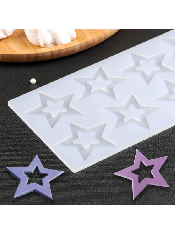 Силиконовый коврик для айсинга Доляна «Звёзды», 8 ячеек, 22×11,5×0,3 см, цвет прозрачный