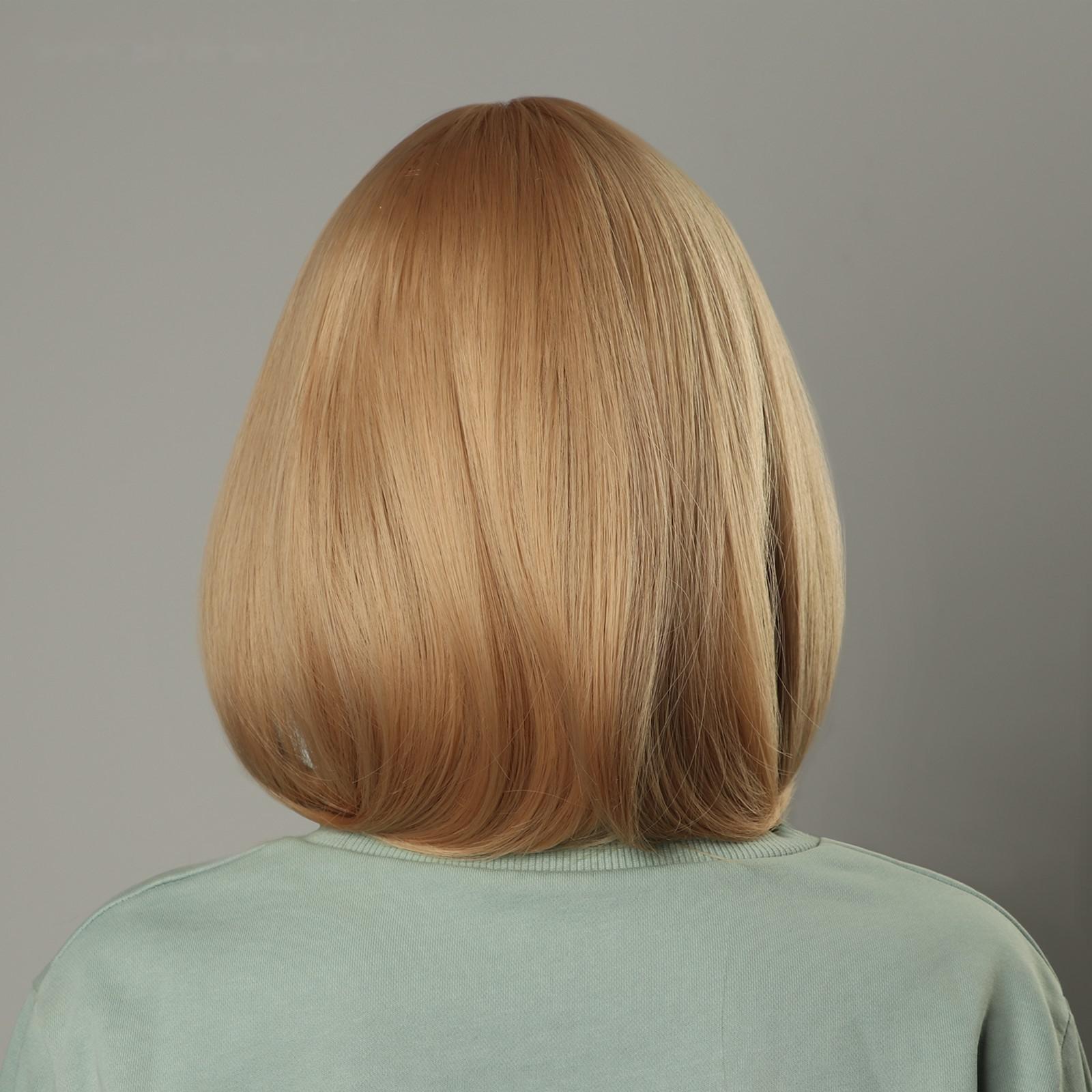 Парик искусственный, с чёлкой, имитация кожи, 30 см, цвет блонд