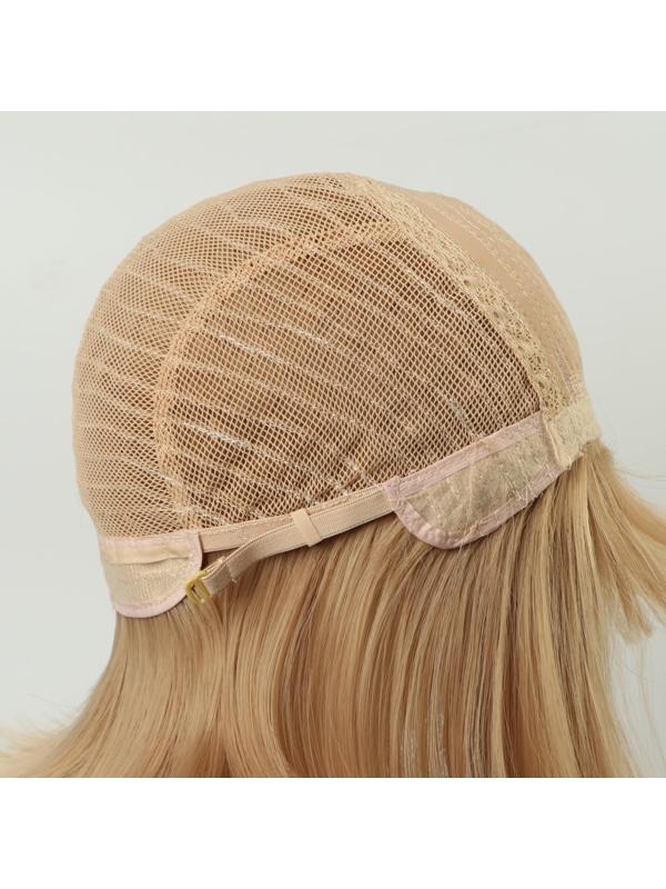 Парик искусственный, с чёлкой, имитация кожи, 30 см, цвет блонд