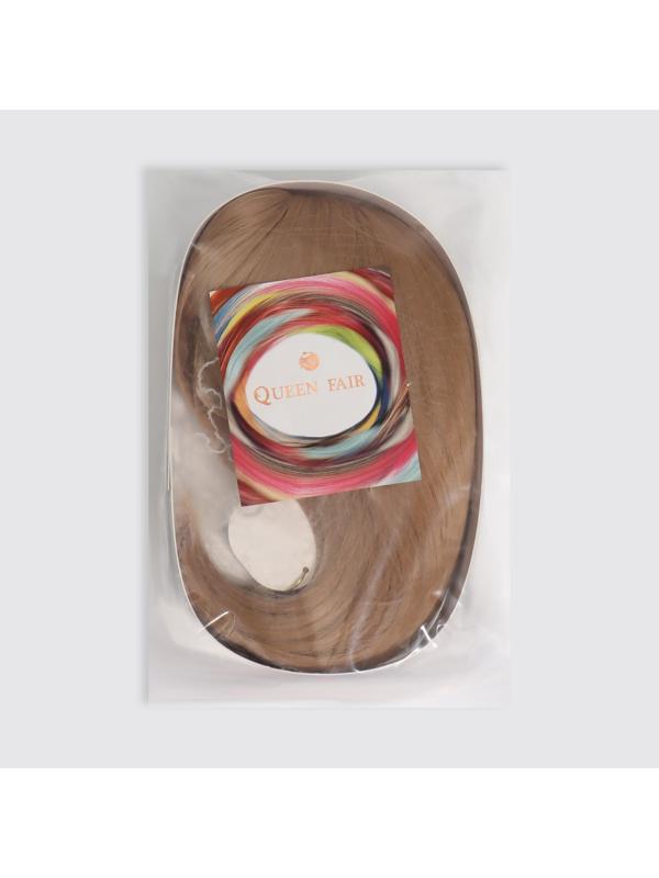 Парик искусственный, с чёлкой, имитация кожи, 30 см, цвет блонд