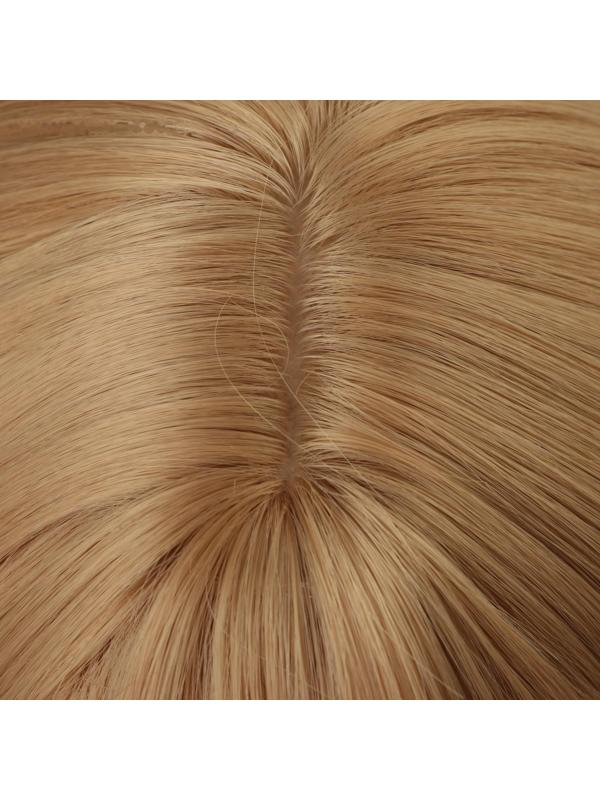 Парик искусственный, с чёлкой, имитация кожи, 30 см, цвет блонд