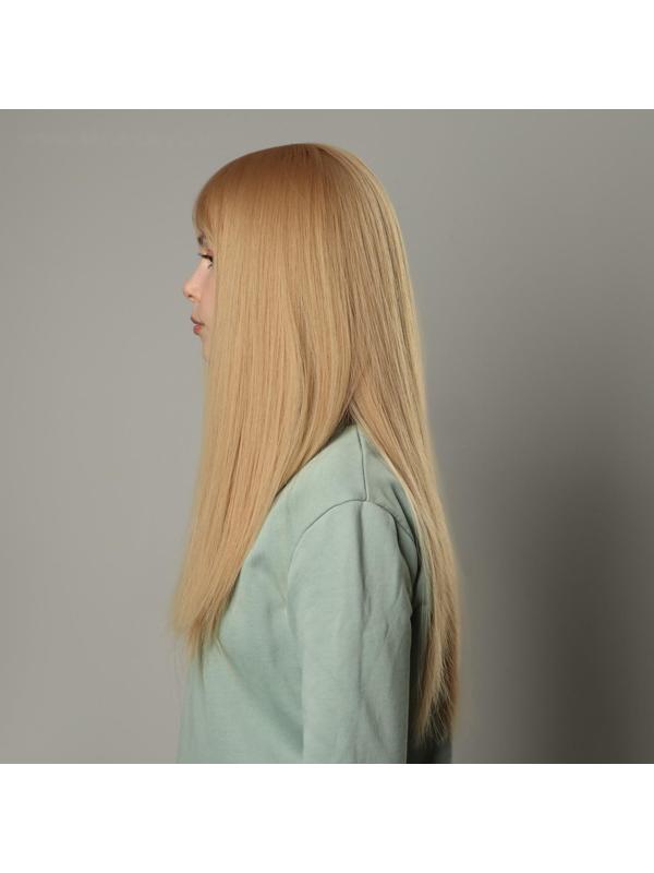 Парик искусственный, с чёлкой, имитация кожи, 60 см, цвет блонд