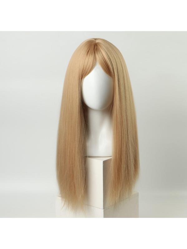 Парик искусственный, с чёлкой, имитация кожи, 60 см, цвет блонд