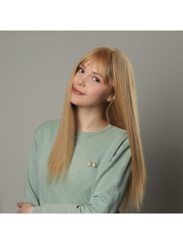 Парик искусственный, с чёлкой, имитация кожи, 60 см, цвет блонд