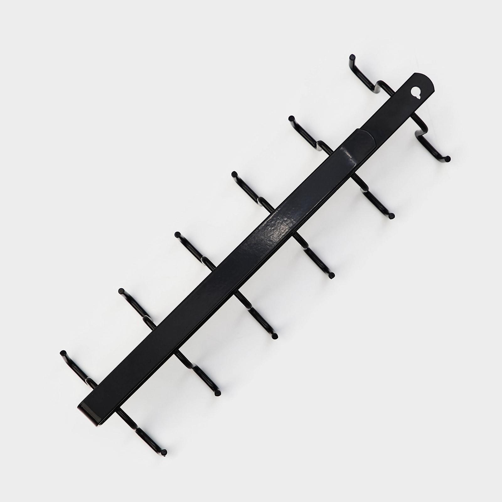 Держатель для кружек подвесной Доляна, на 10 предметов, цвет чёрный