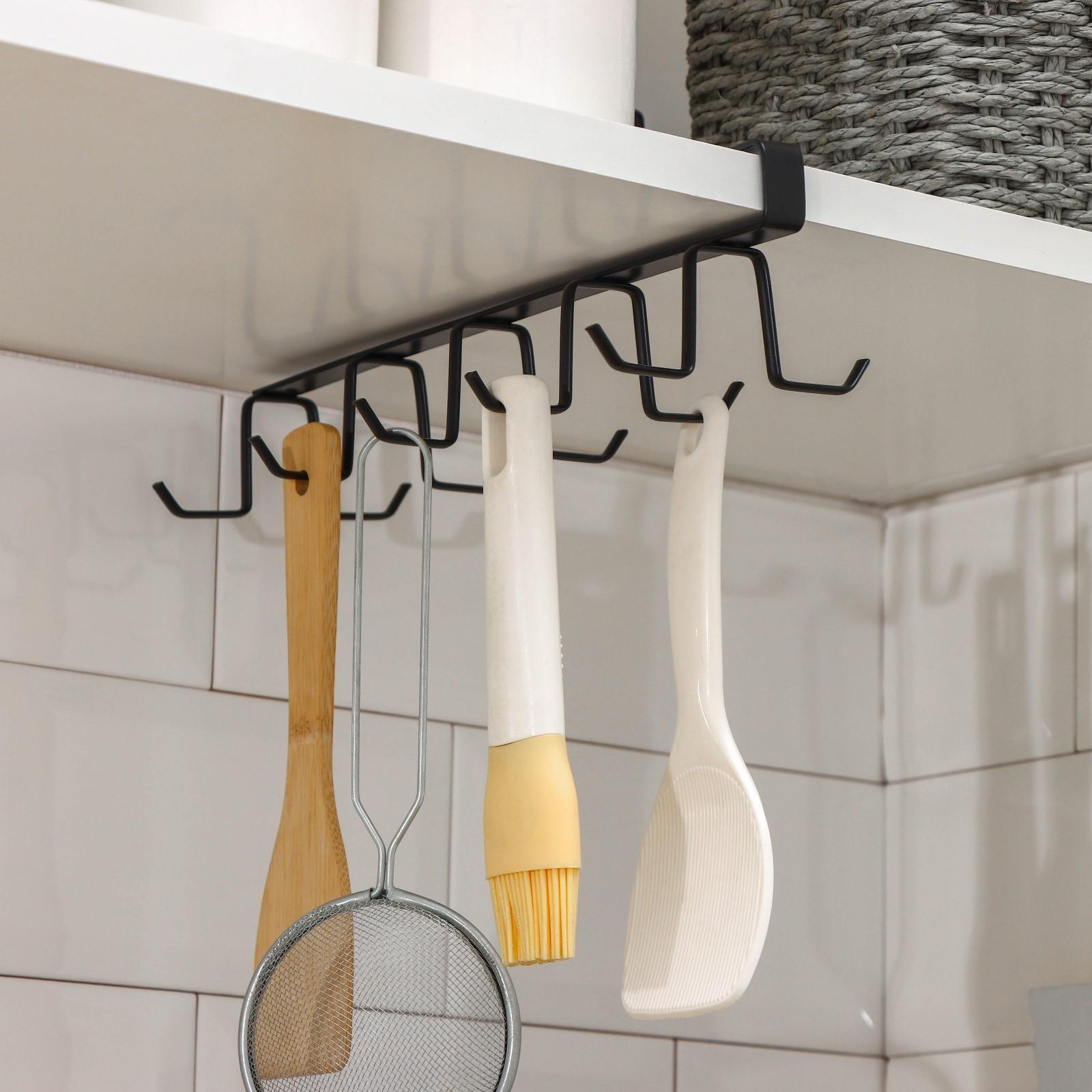 Держатель для кружек подвесной Доляна, на 10 предметов, цвет чёрный