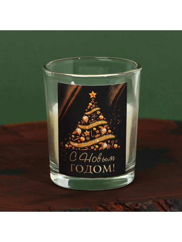 Новогодние свечи в стакане (набор 2 шт.) «Исполнения желаний», аромат ваниль