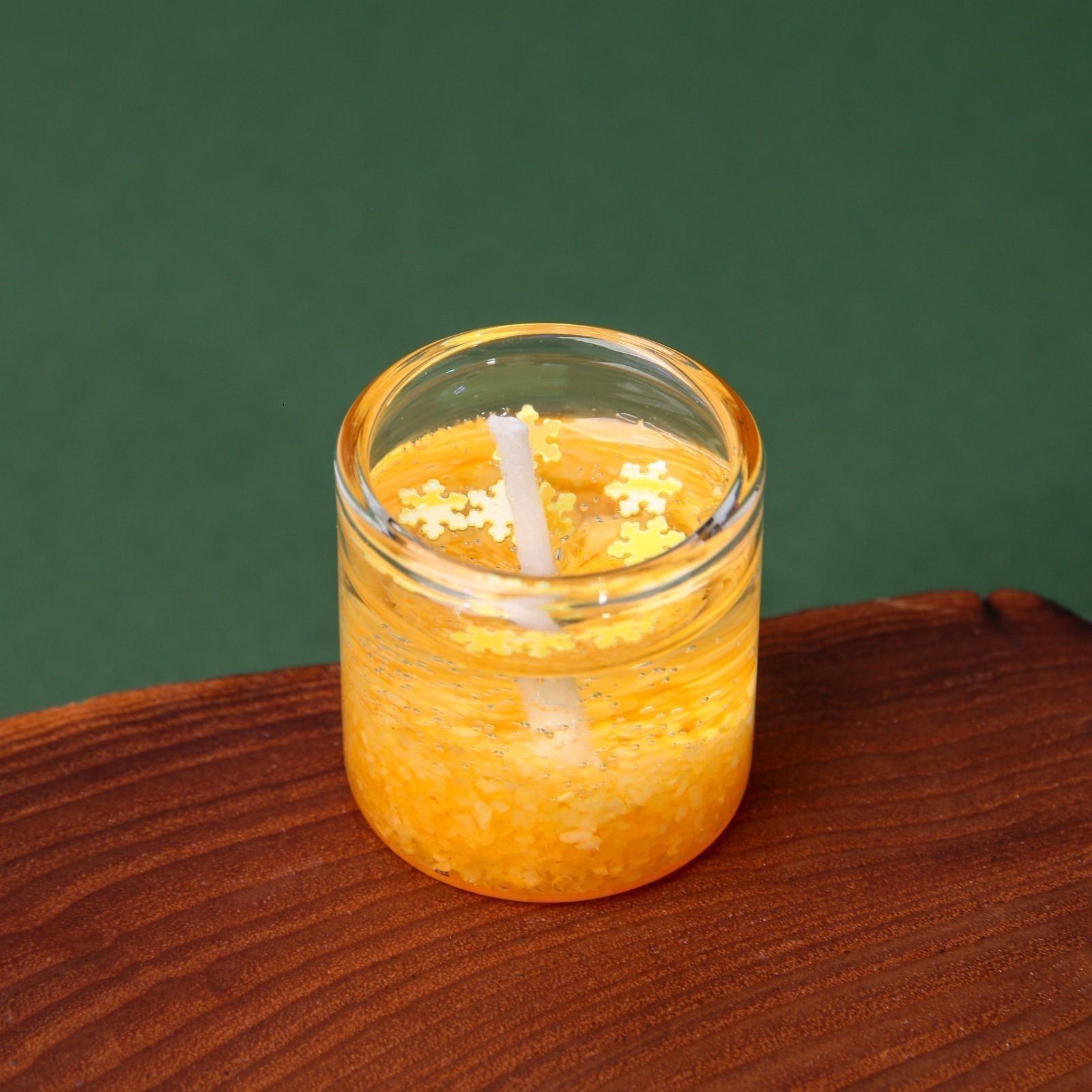 Новогодняя гелевая свеча Зима это ..«Золотой шик», без аромата, 2,5 х 2,5 х 2,5 см