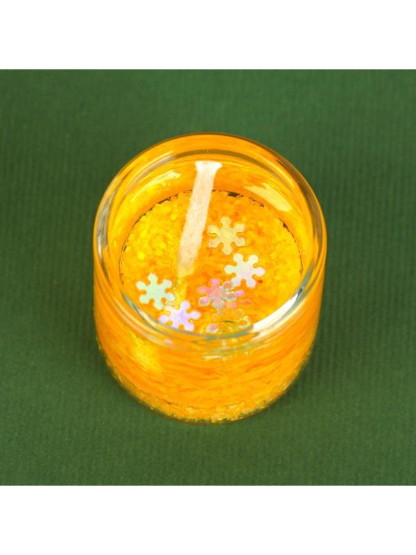 Новогодняя гелевая свеча Зима это ..«Золотой шик», без аромата, 2,5 х 2,5 х 2,5 см