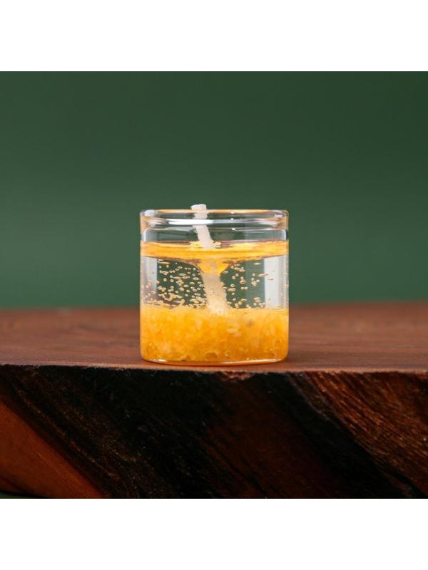 Новогодняя гелевая свеча Зима это ..«Золотой шик», без аромата, 2,5 х 2,5 х 2,5 см