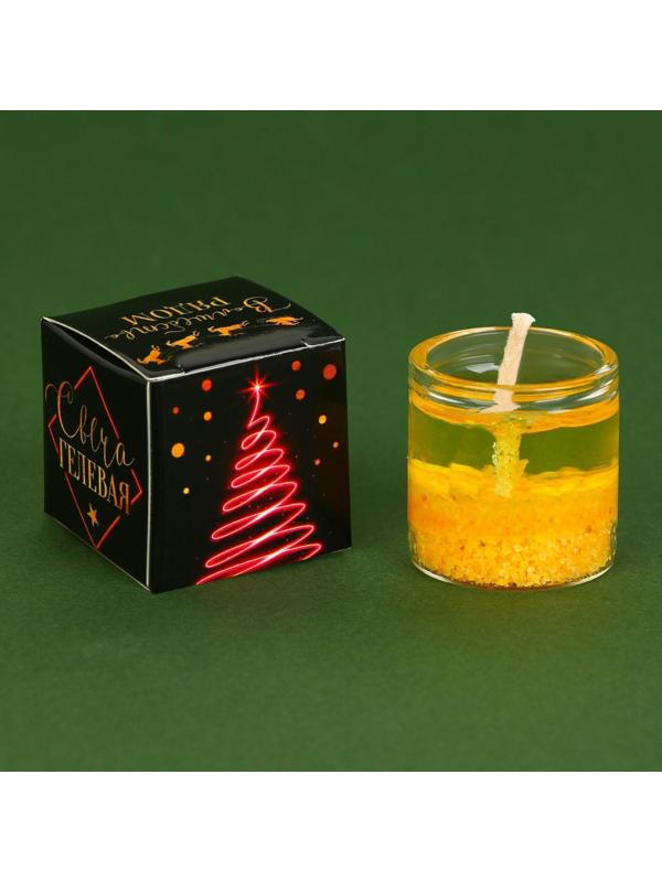 Новогодняя гелевая свеча Зима это ..«Золотой шик», без аромата, 2,5 х 2,5 х 2,5 см