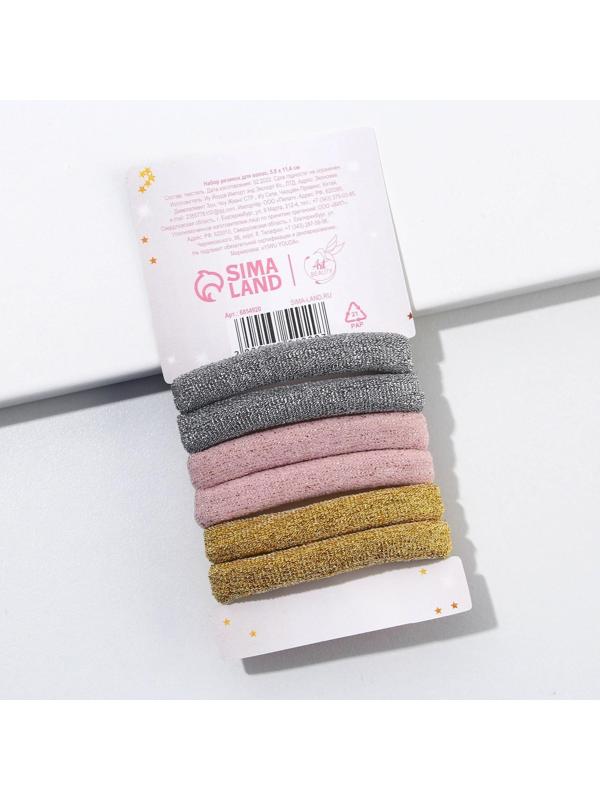 Резинки для волос (6 шт.) «Shine in the New Year», набор, d= 4 см.