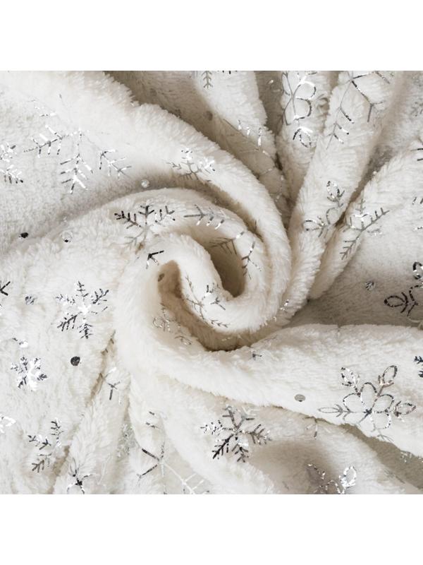 Плед Этель «Серебряные снежинки» 180*200 см,100% п/э, корал-флис 220 гр/м2