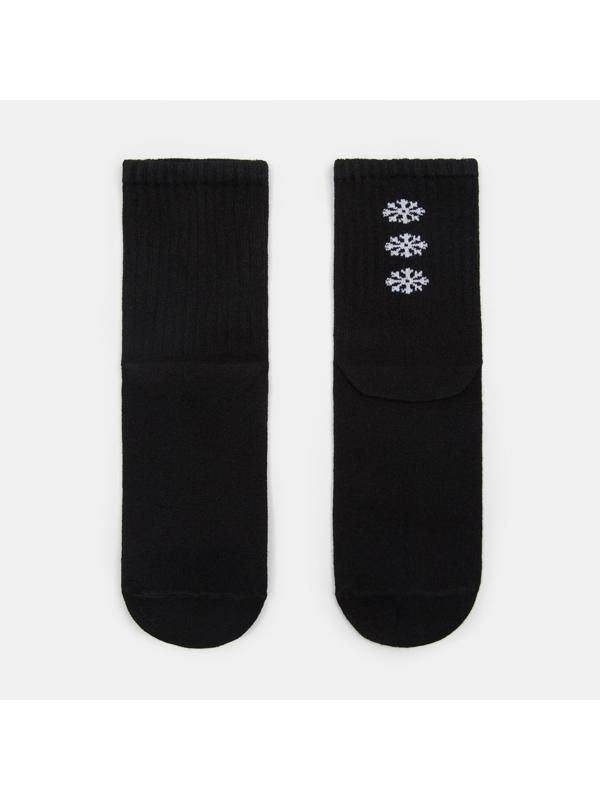 Носки новогодние женские «Снежинки» MINAKU цвет чёрный, размер 36-37
