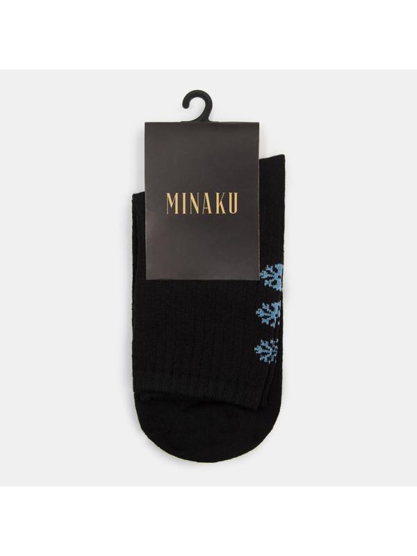 Носки новогодние женские «Снежинки» MINAKU цвет чёрный, размер 36-37